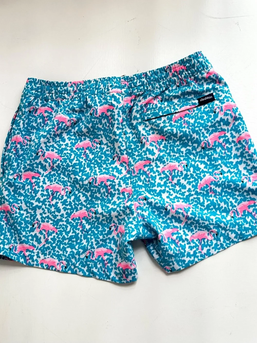 Chubbies The Domingos Flamingos Boys Swim Trunks Youth M 10/12 Mesh Lined